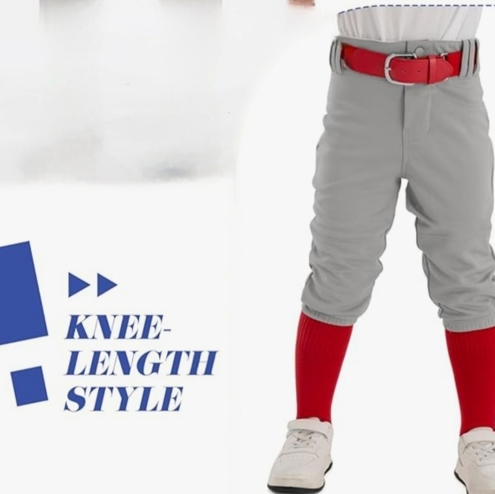 Youths Gray Knicker Pant With Red & Blue Socks and Belts